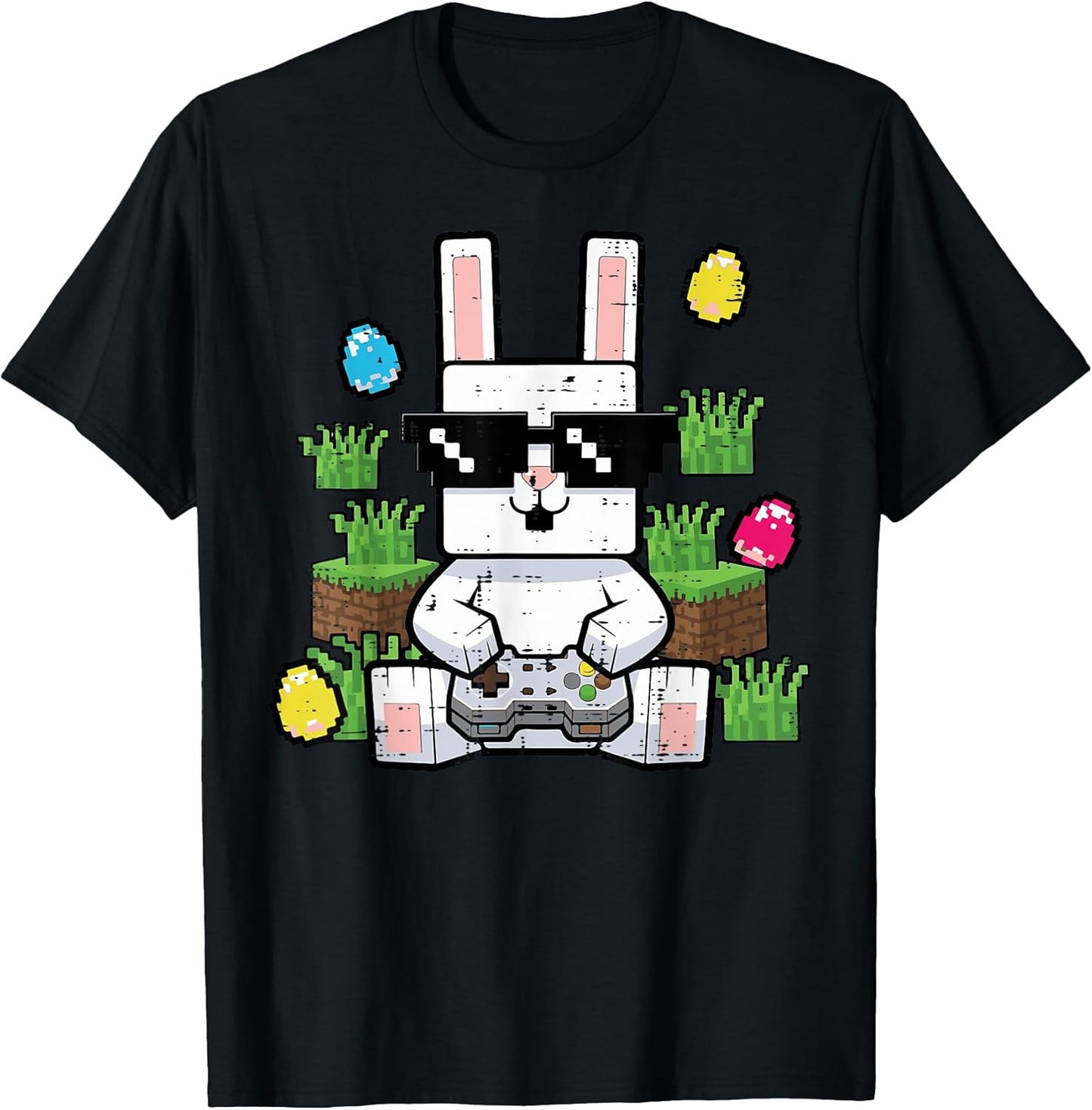 Easter Bunny Pixel Gaming Rabbit Gamer Boys Kids Youth Men T-Shirt