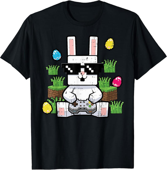 Easter Bunny Pixel Gaming Rabbit Gamer Boys Kids Youth Men T-Shirt