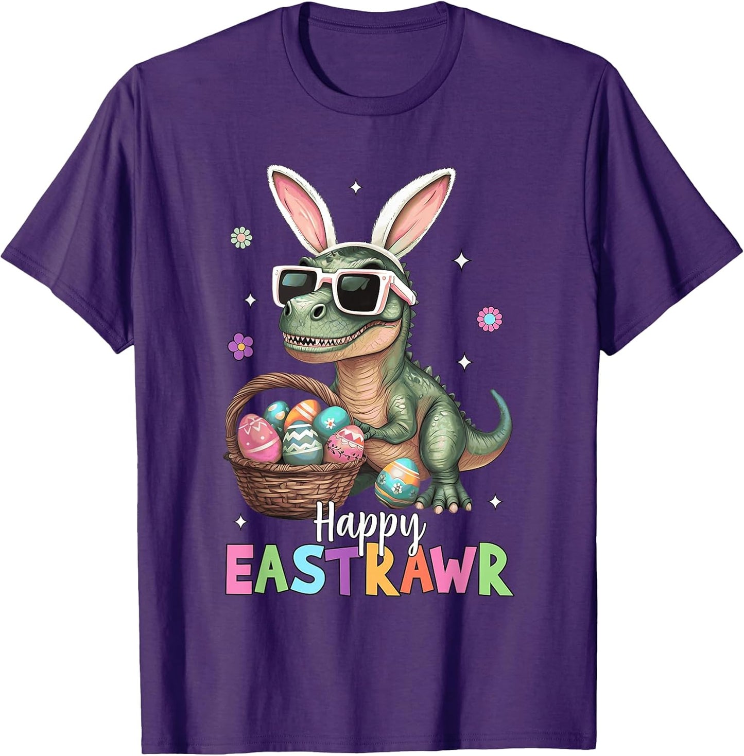 Happy Eastrawr T Rex Easter Bunny Dinosaur Eggs Boys Kids T-Shirt