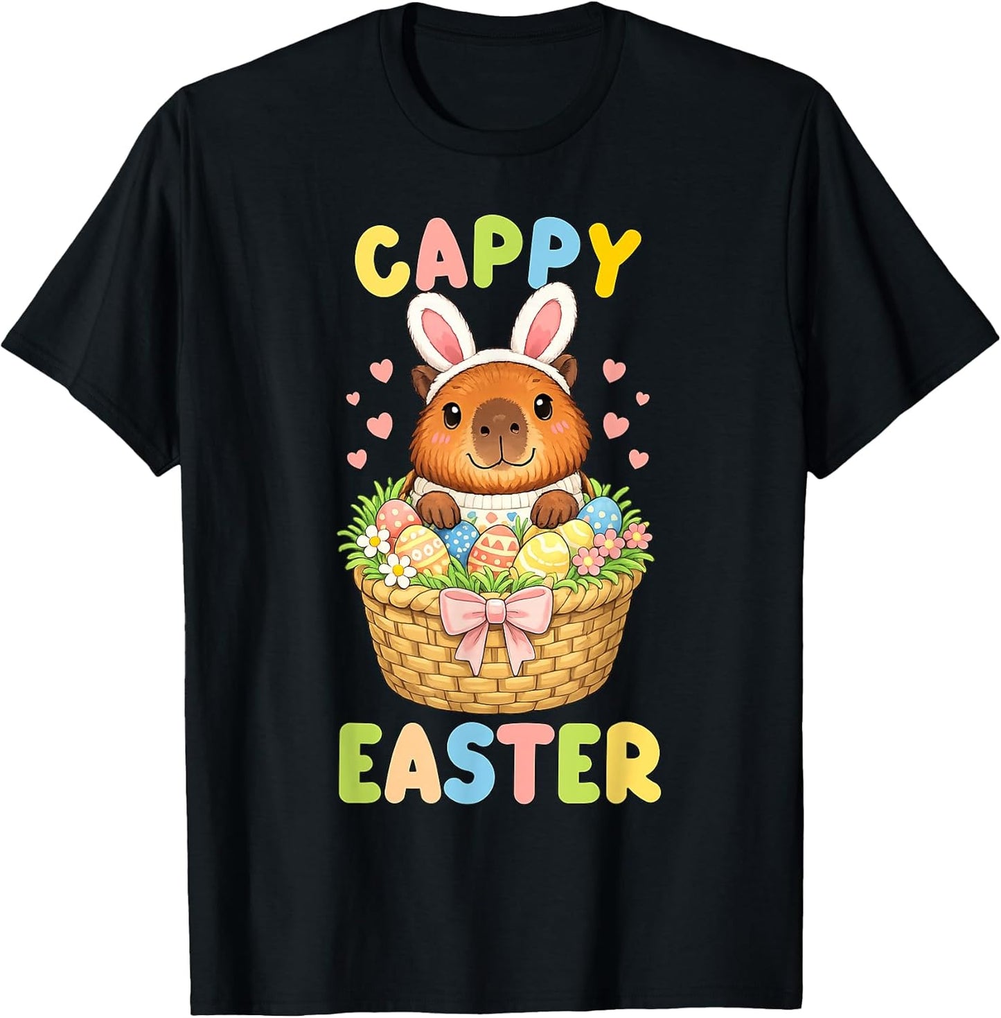 Cappy Easter Cute Capybara Bunny Ear T-Shirt