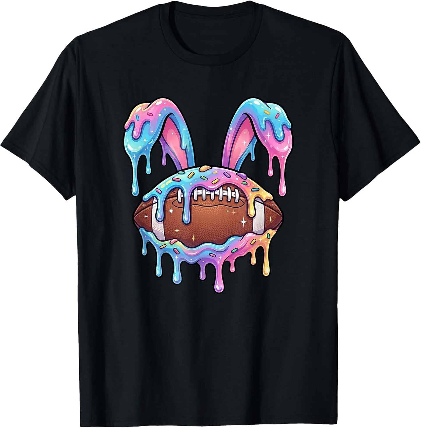 Football Easter Ice-Cream Drip Bunny-Ears Men Women Teens T-Shirt