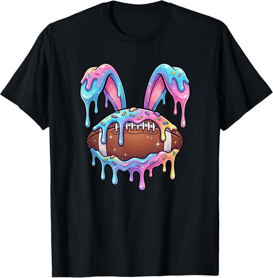 Football Easter Ice-Cream Drip Bunny-Ears Men Women Teens T-Shirt