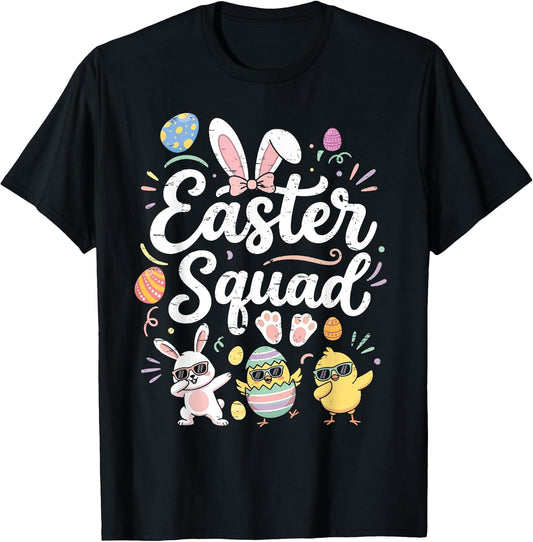 Funny Happy Easter Squad Bunny Egg Chick Dabbing Women Men T-Shirt