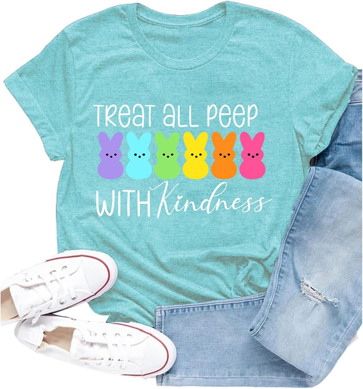 Easter Shirts for Women Happy Easter Teacher T-Shirt Funny Bunny Rabbit Short Sleeve