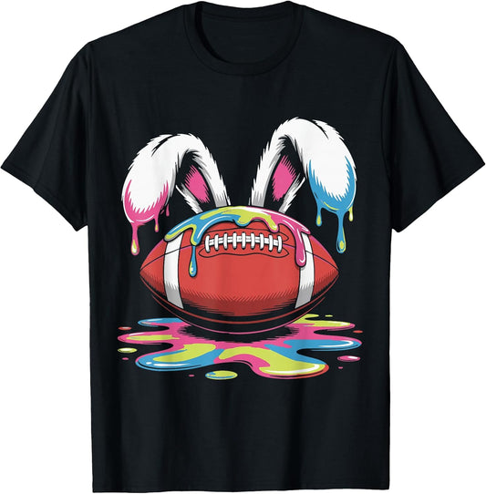 Funny Easter Football Bunny Ears Paint Ice Cream Drip Rabbit T-Shirt