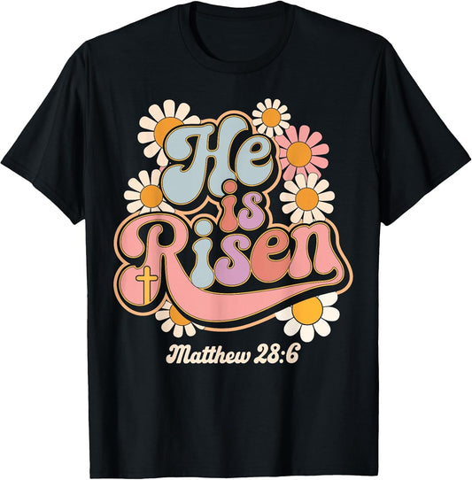 He is Risen Groovy Retro Style for Christian Easter T-Shirt