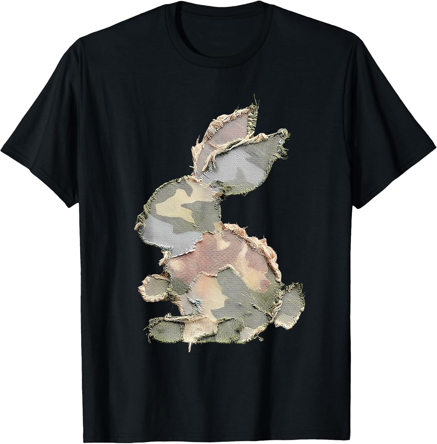 Funny Bunny Crochet Patchwork Camo Rabbit Happy Easter Day T-Shirt