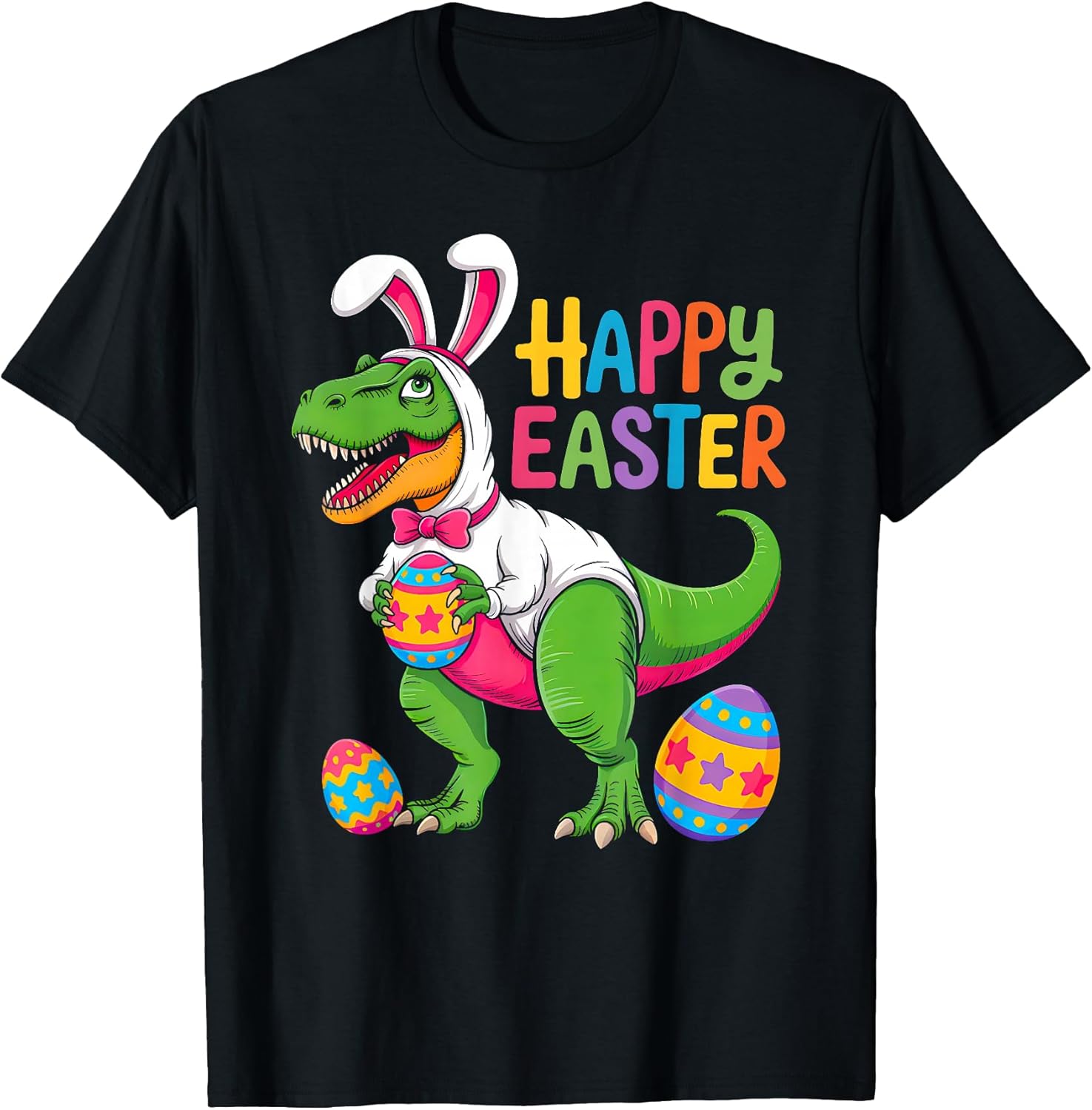 Toddler Boys Easter Shirt Kids Happy Easter Dinosaur Bunny T-Shirt