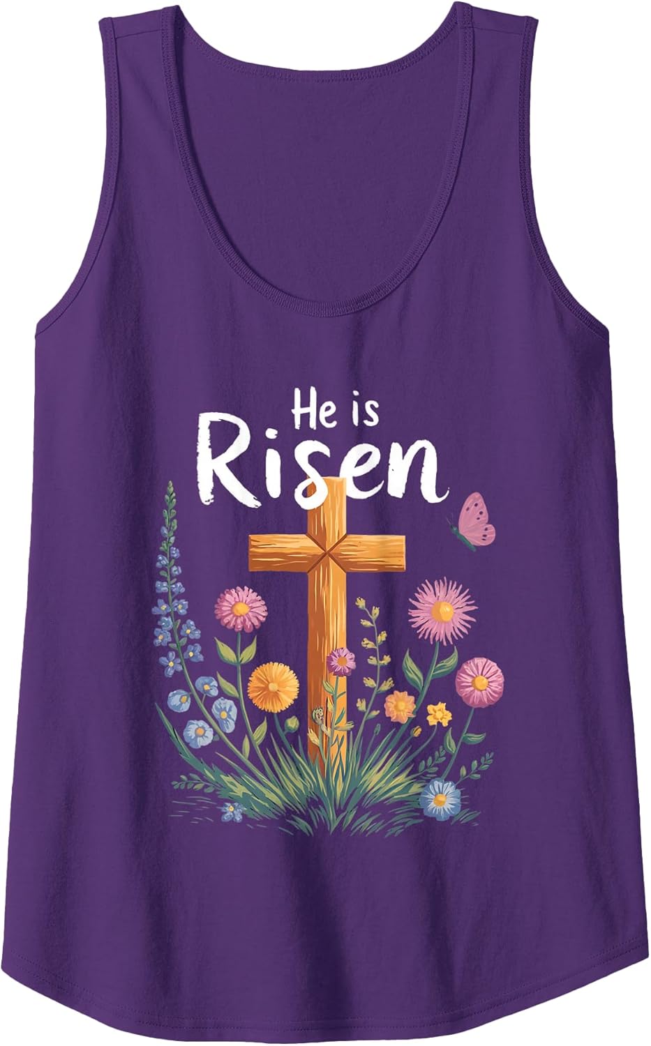 He Is Risen Jesus Floral Christian Easter Tank Top