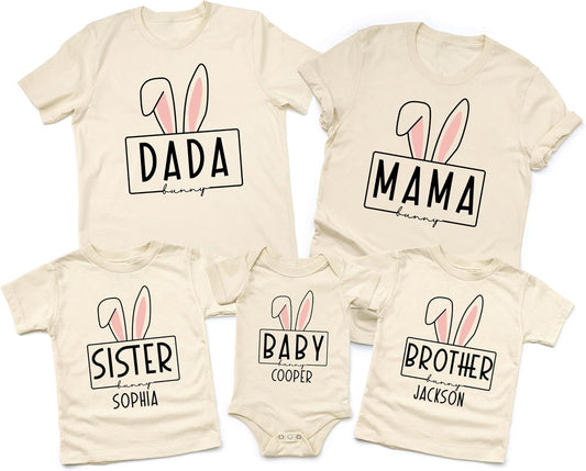 Matching Easter Outfits for Family | Customizable Family Easter Shirts, Mama, Dada, Sister, Brother, Baby Bunny | Siblings Matching Easter Shirts