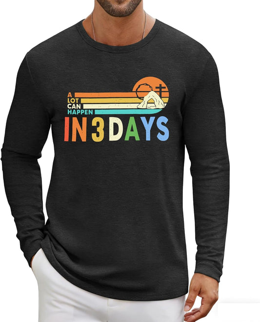 Easter Shirts for Men: He is Risen Shirt Christian Easter T-Shirt Easter Long Sleeve Gifts Tee Tops