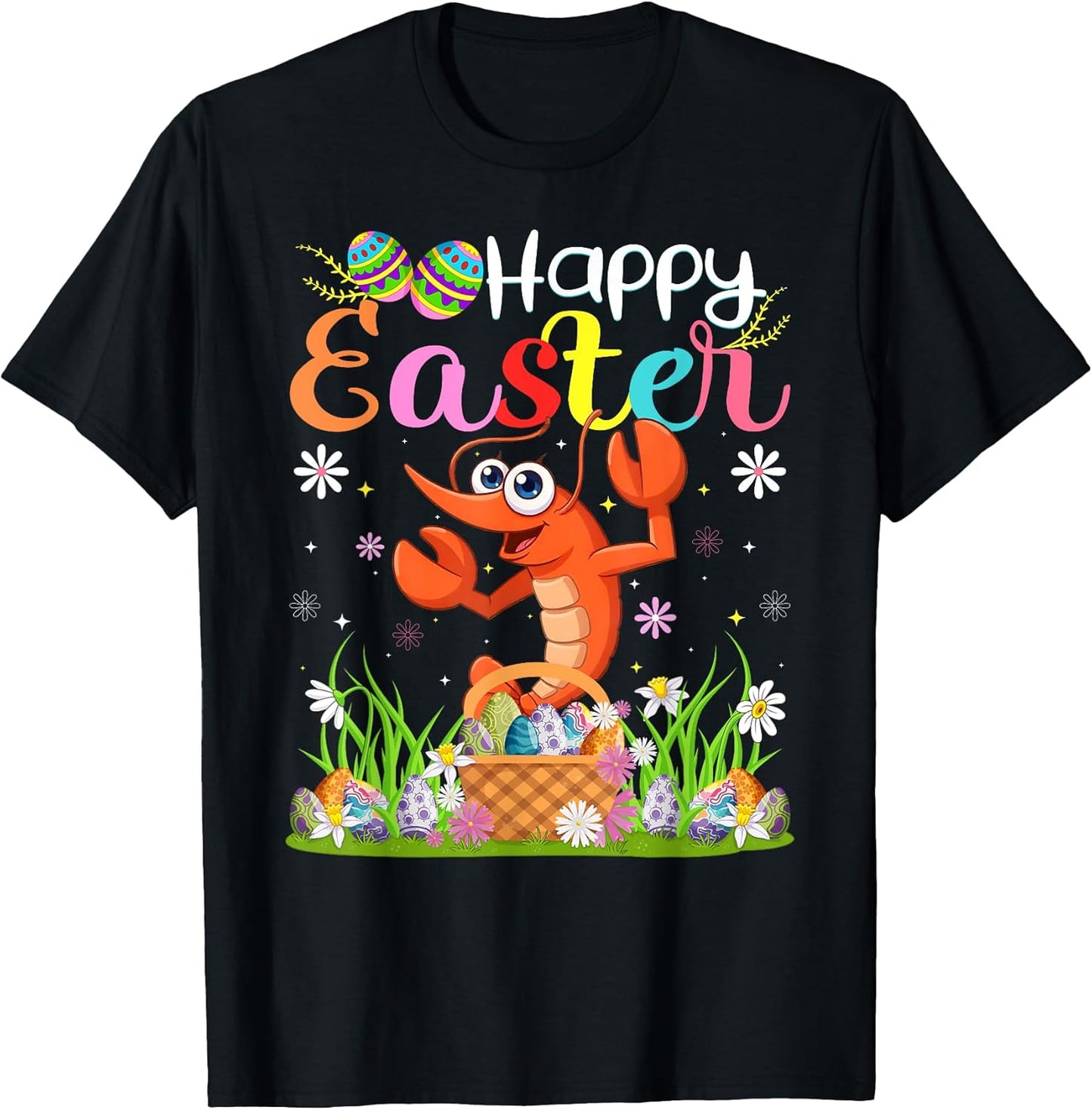 Crawfish Happy Easter Egg Hunt Bunny Ear Crawfish Easter T-Shirt