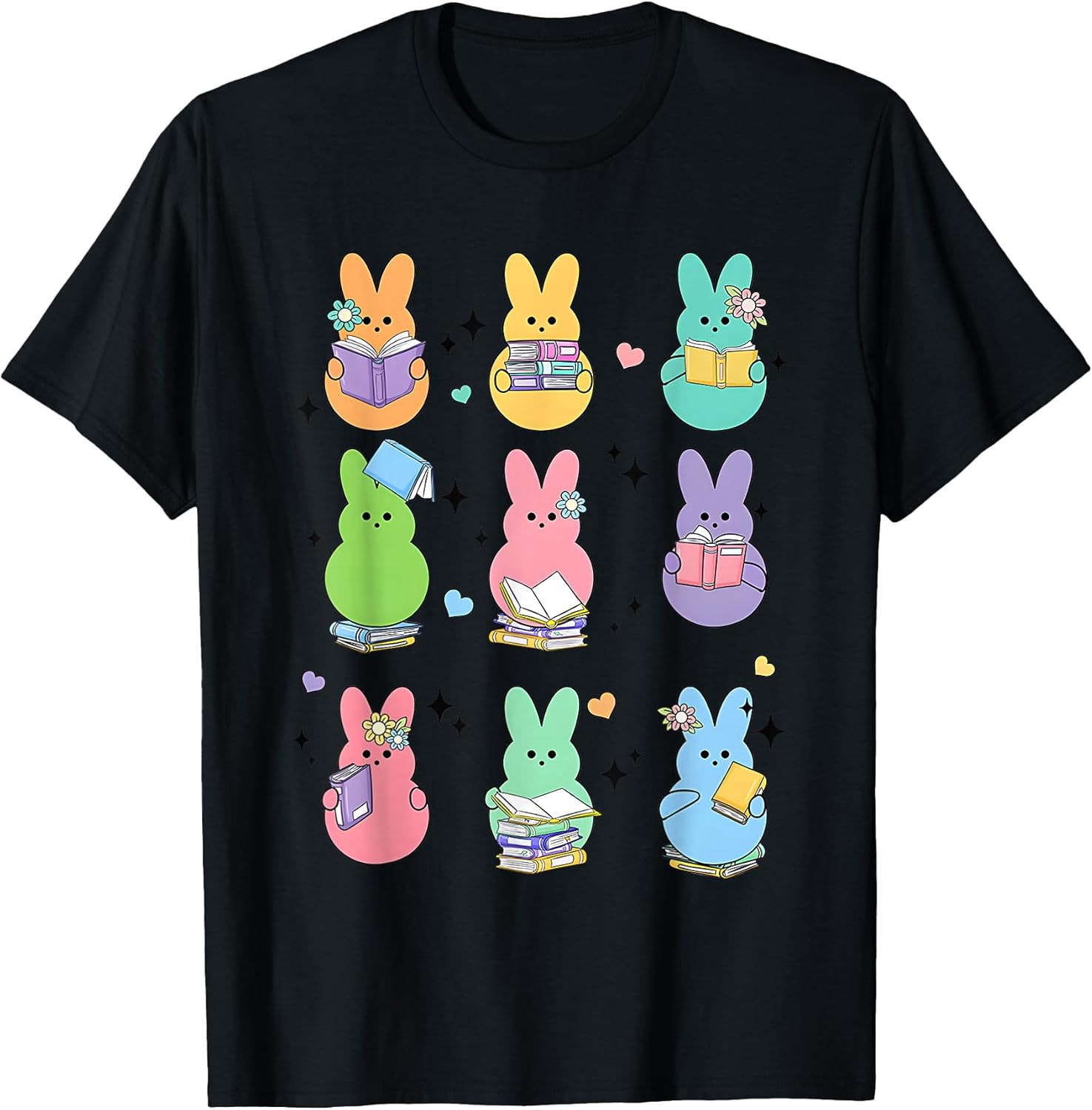 Bunny Reading Books Easter Day Librarian Teacher Book T-Shirt