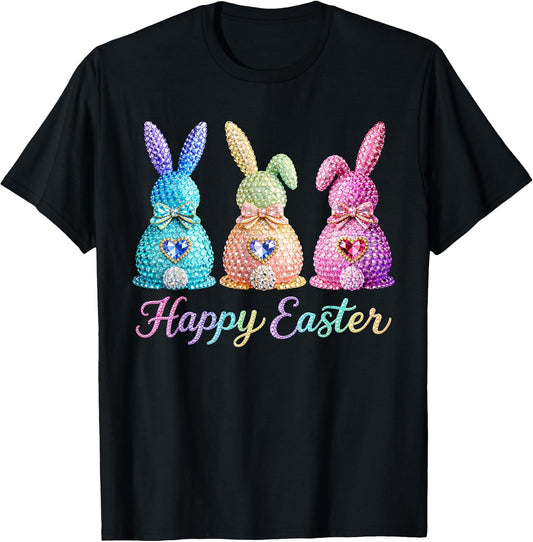 Happy Easter Day Rabbit Bunny Crystal Diamond Egg Hunt T-Shirt