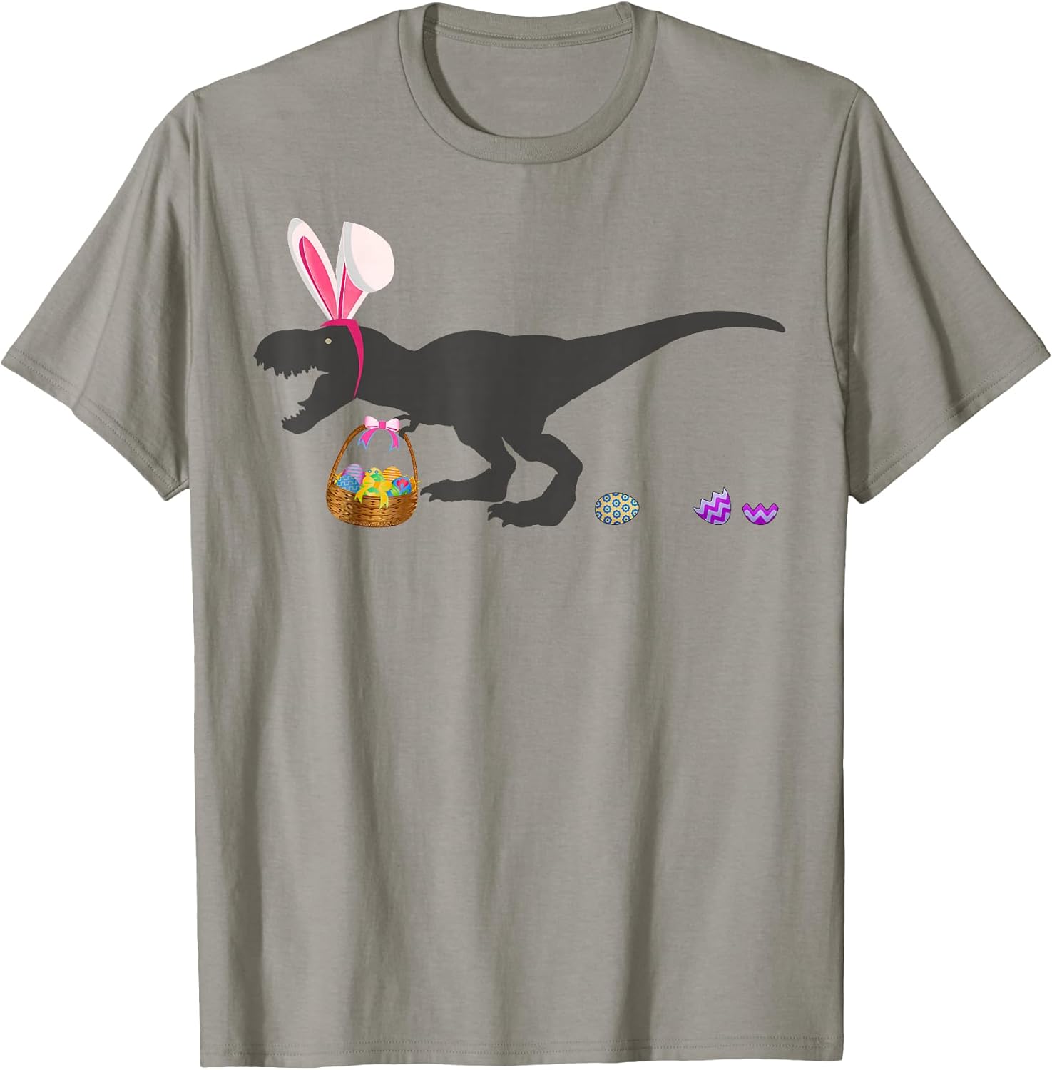 Fun Easter Dinosaur Easter Basket Bunny Ears T-Rex Easter T-Shirt
