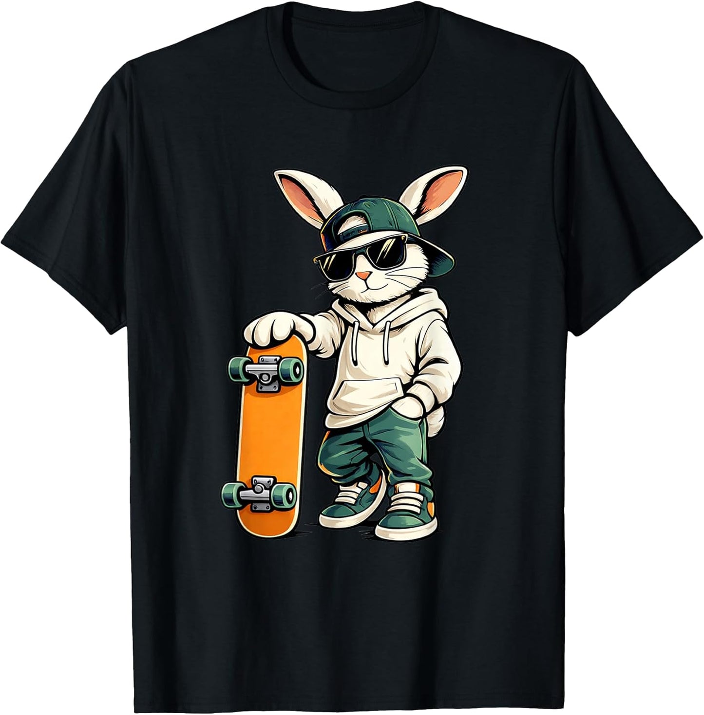 Easter Skater Bunny Skateboard Rabbit Skating Boys Kids Men T-Shirt