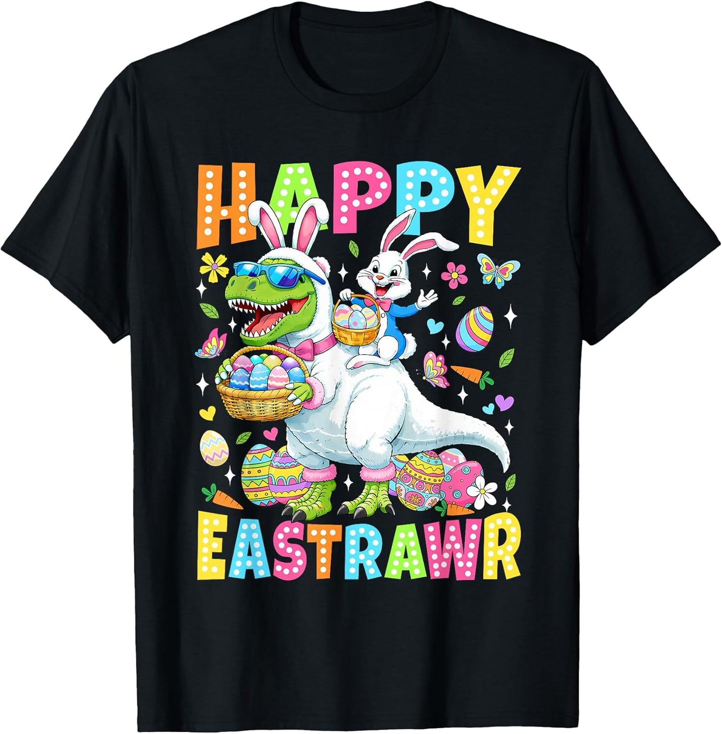 Funny Happy Eastrawr Toddler Boys Kids T-Rex Easter Dinosaur T-Shirt