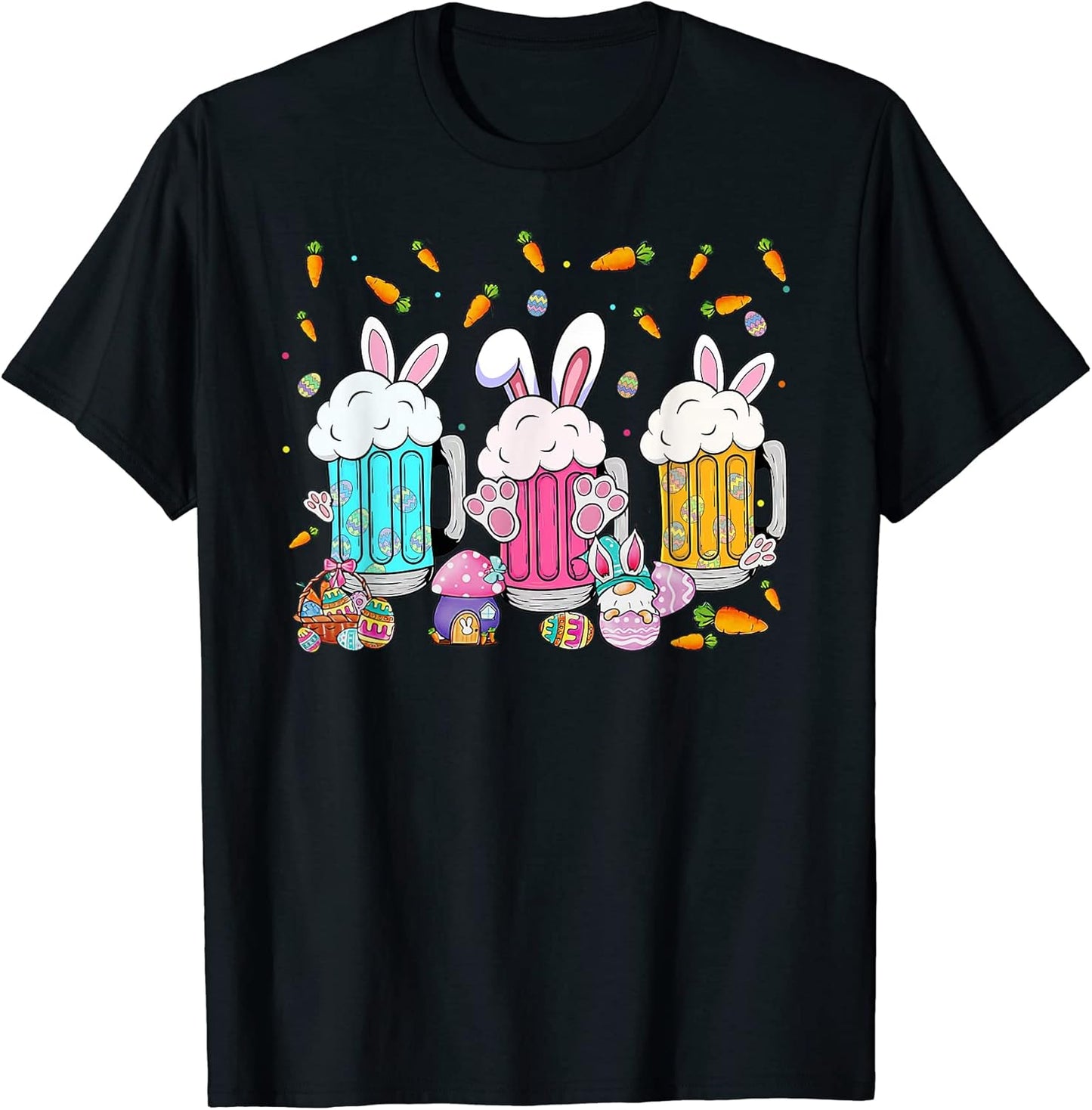 Funny Easter Beer Glasses Bunny Ears Alcohol Drinking Party T-Shirt