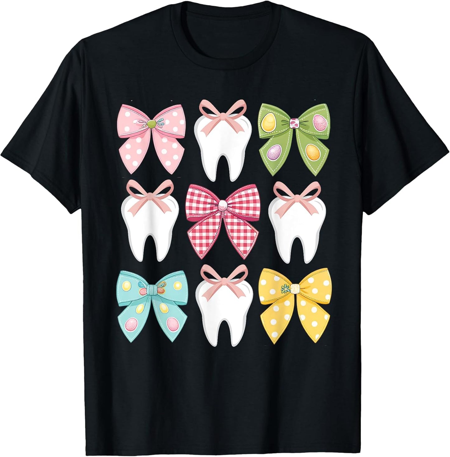 Cute Easter Bow Teeth Dental Squad Dentist Hygienist Tee T-Shirt