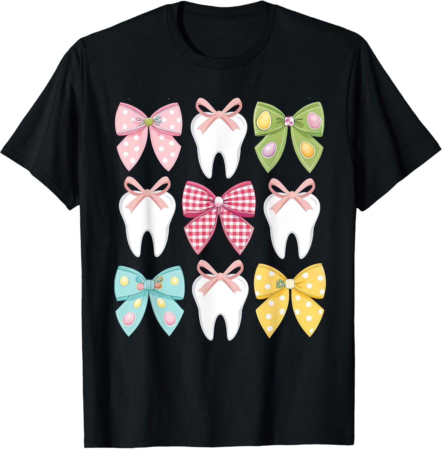 Cute Easter Bow Teeth Dental Squad Dentist Hygienist Tee T-Shirt