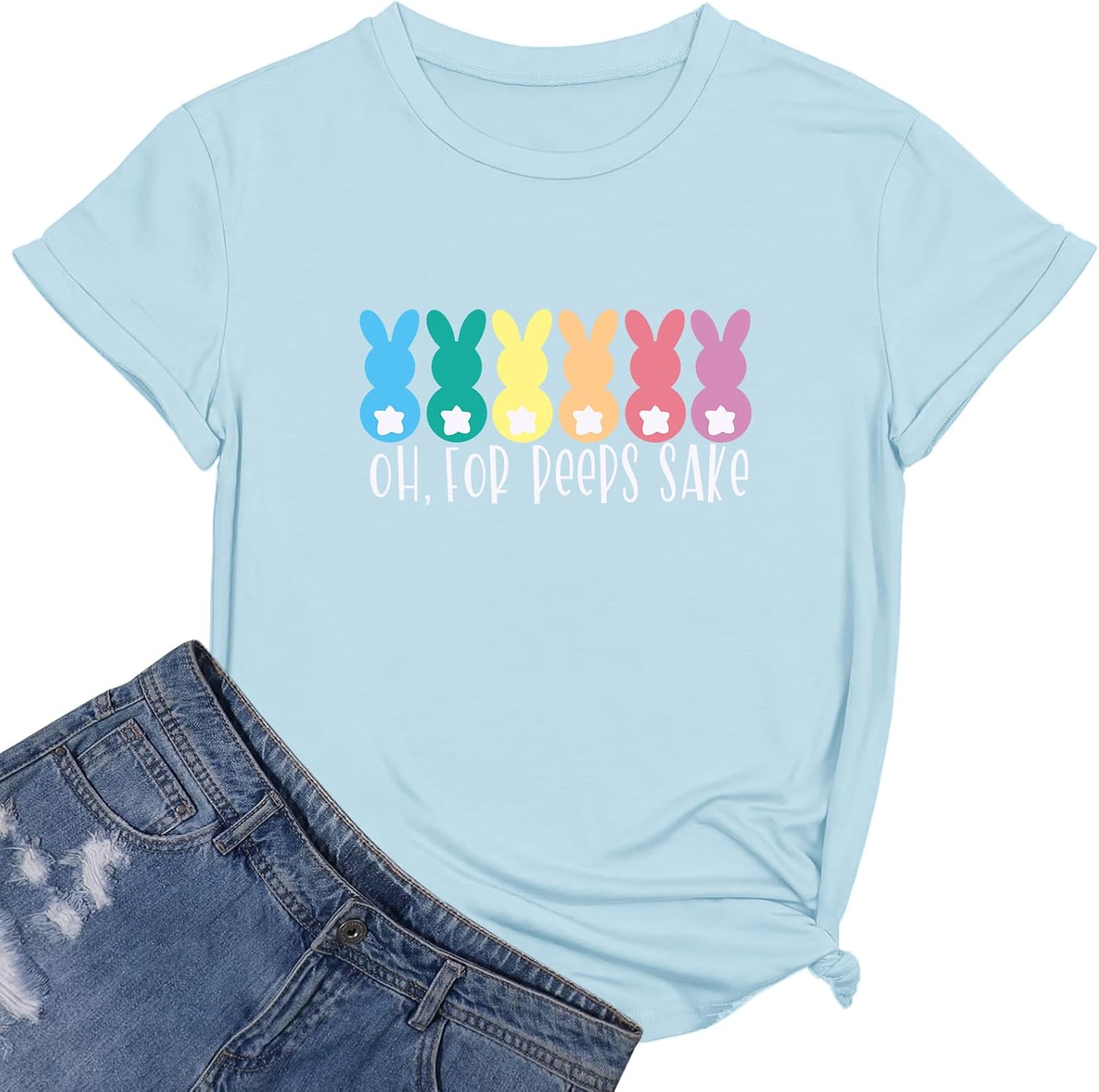 Happy Easter Shirts Easter Bunny T-Shirt Short Sleeve Rabbit Graphic Tees Easter Shirt Tops