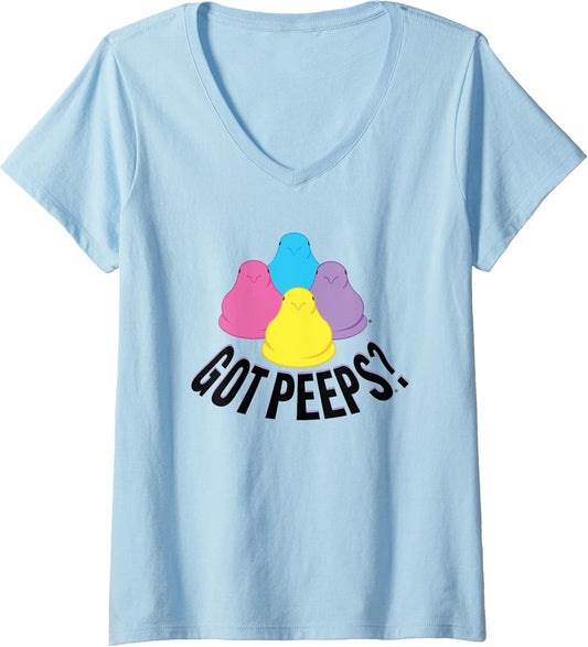 Womens Peeps Easter Got Peeps? Sugary Chicks Squad V-Neck T-Shirt