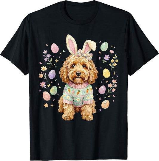 Easter Golden Doodle Dog Bunny Ears Pastel Spring Dog Mama T-Shirt