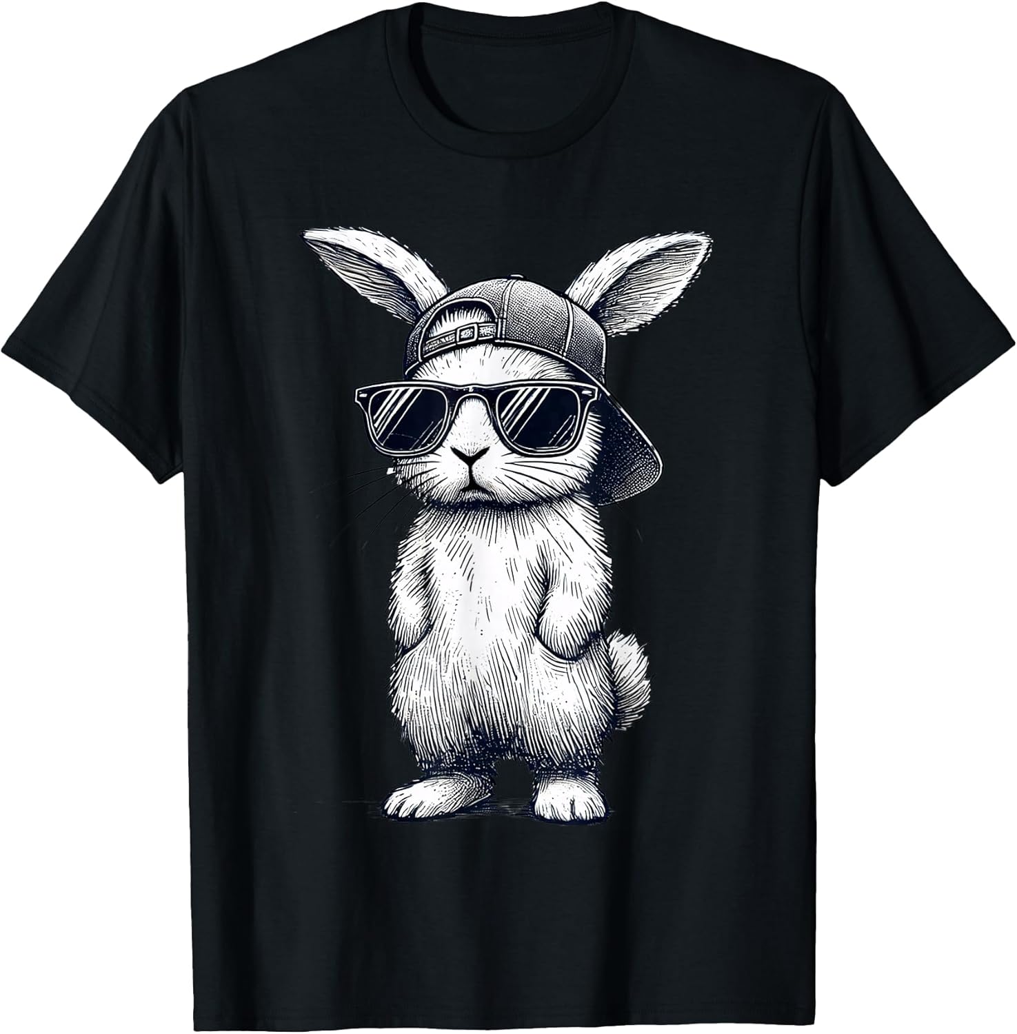 Bunny Face with Sunglasses Cap Easter Day for Boys Men Kids T-Shirt