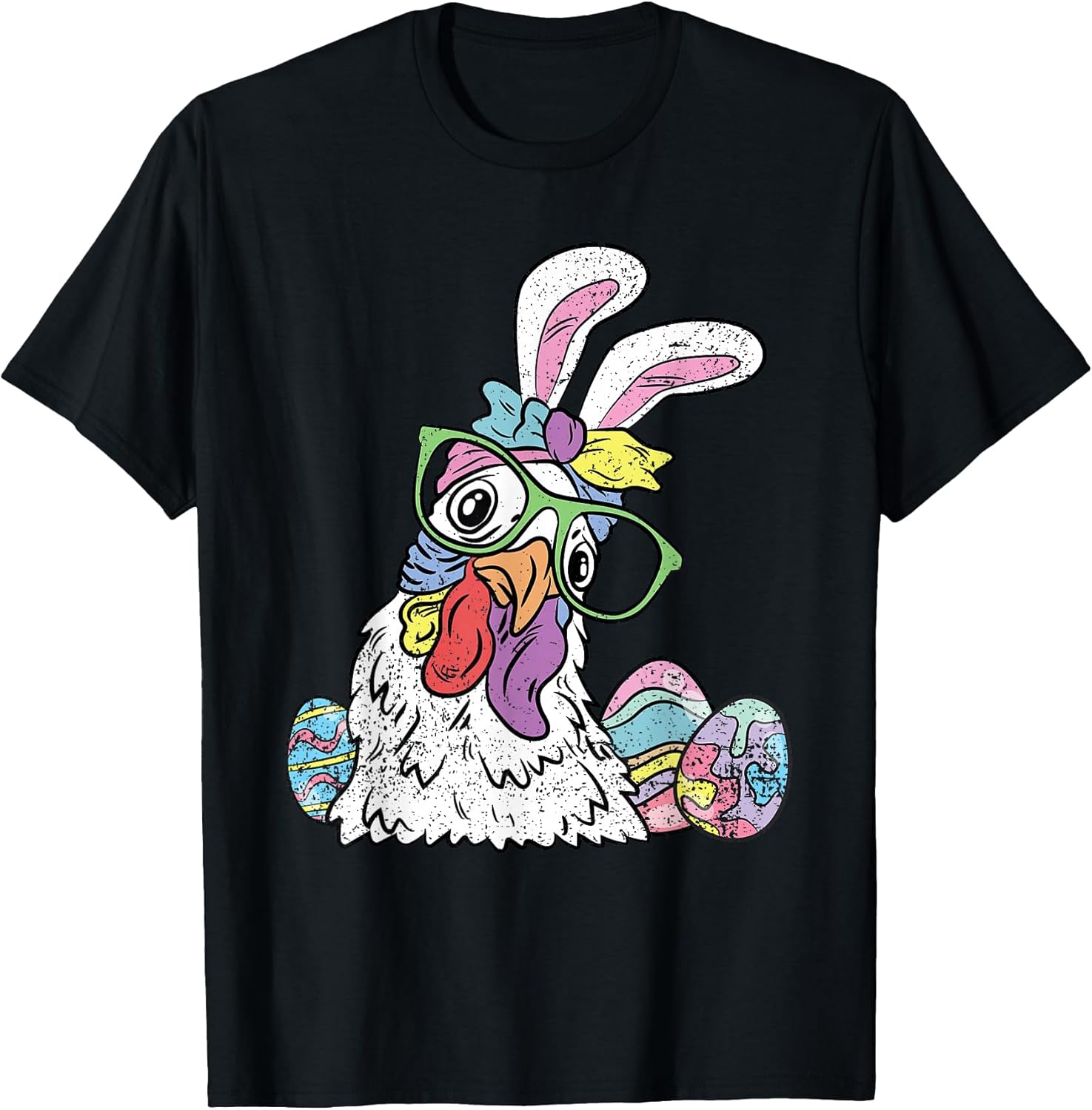 Chicken Egg Hunting Easter Bunny Ears Farm Animal Spring T-Shirt