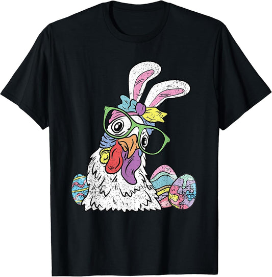Chicken Egg Hunting Easter Bunny Ears Farm Animal Spring T-Shirt