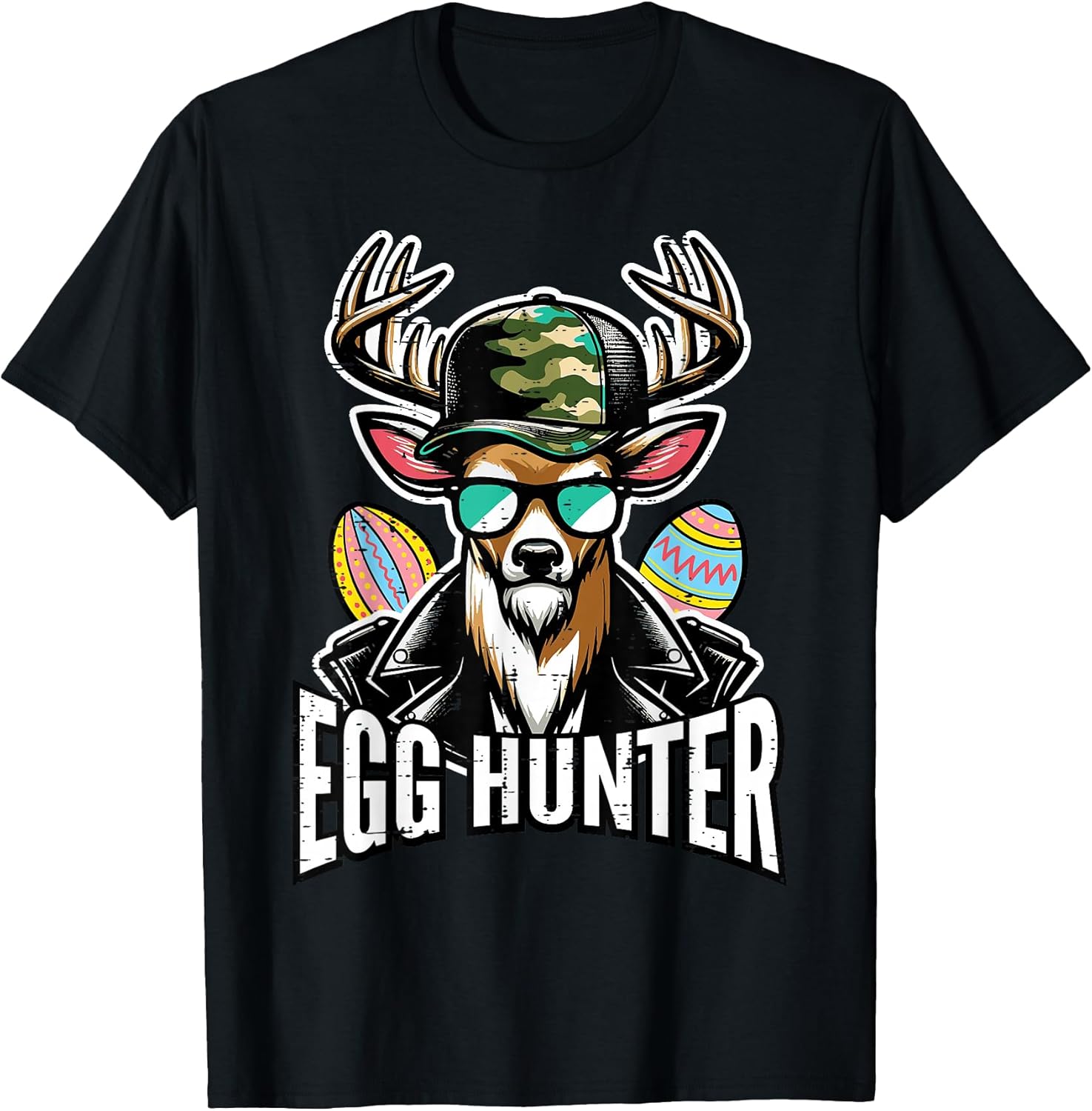 Easter Deer Camo Hat Egg Hunter Hunting Dad Men Boys Kids T-Shirt