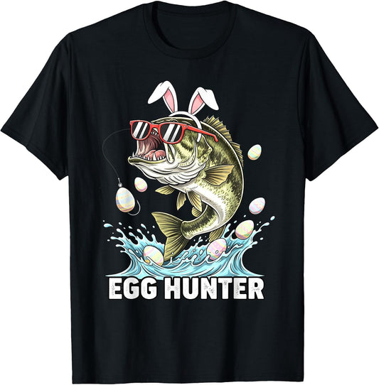 Egg Hunter Easter Funny Fishing Easter Bunny Ears Fisherman T-Shirt