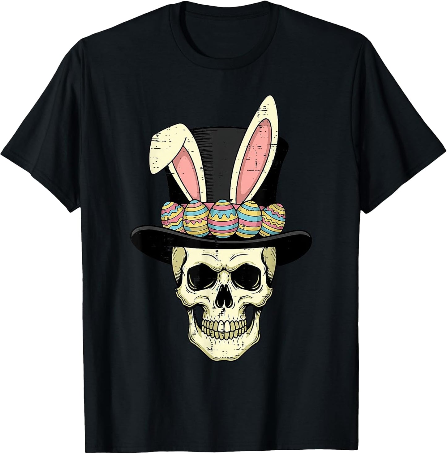 Easter Skull Bunny Ears Top Hat Eggs Goth Men Women Kids T-Shirt