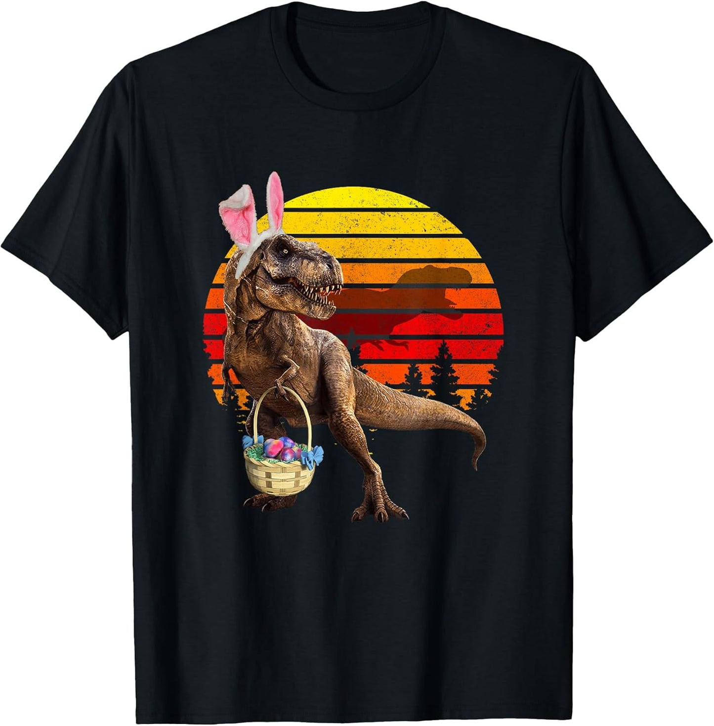 Jurassic Easter T Rex Retro Vintage World Funny Dinosaur T-Shirt