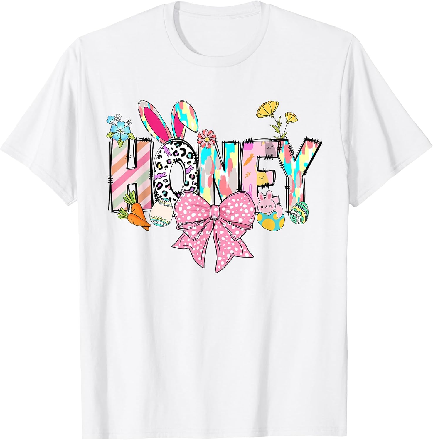 Cute Honey Bow Bunny Ears Funny Easter Matching T-Shirt