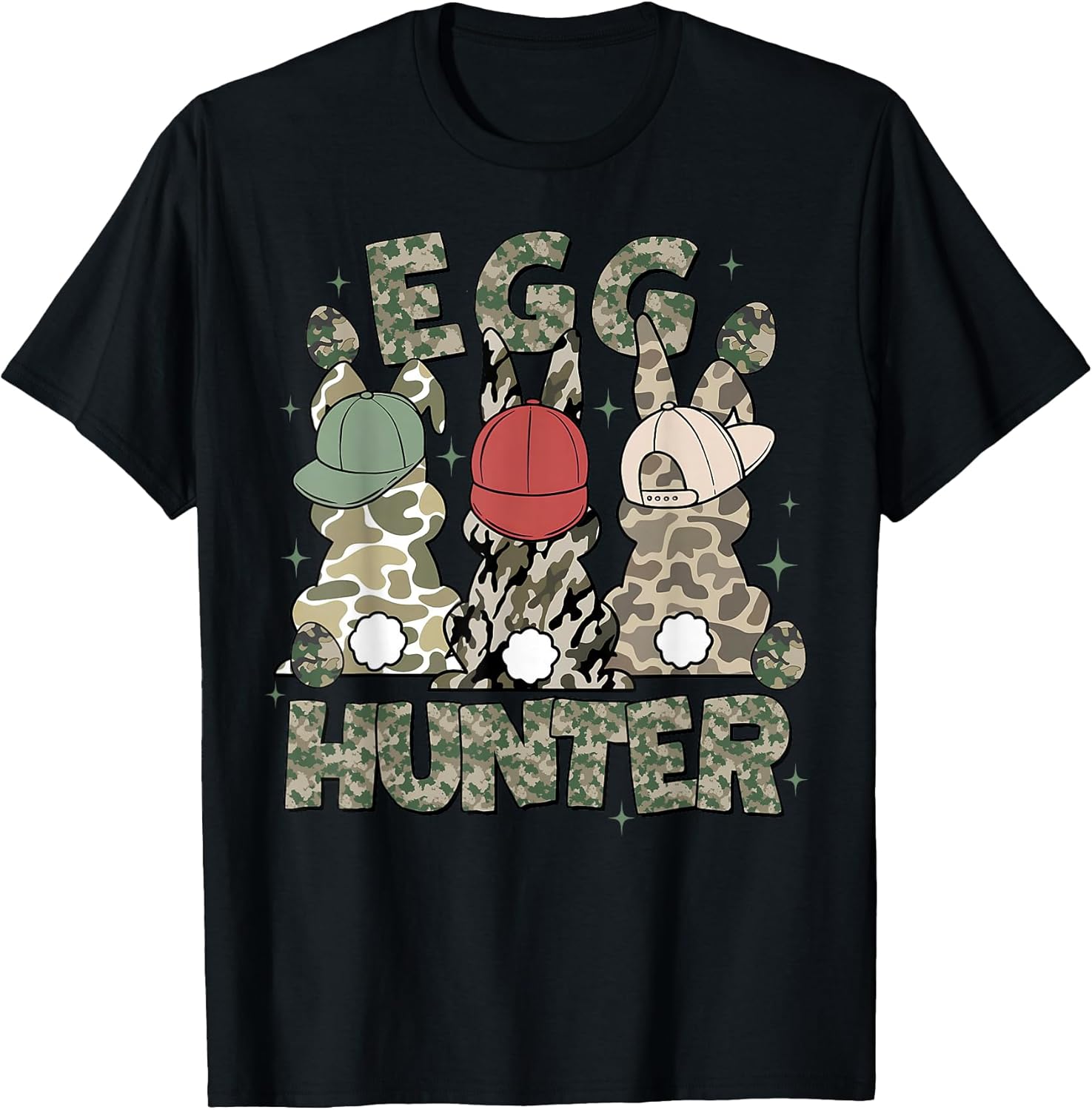 Egg Hunter Deer Buck Camo Cap Deer Hunting Easter Boys T-Shirt