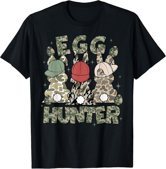 Egg Hunter Deer Buck Camo Cap Deer Hunting Easter Boys T-Shirt