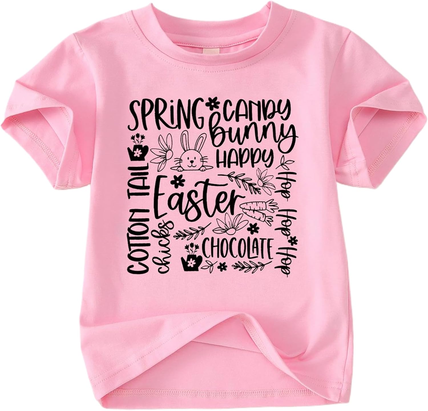 Kids Toddler Girls Easter T-Shirts Bunny Shirts Short Sleeve Tees Happy Easter Outfit Cotton Tail Spring Tops