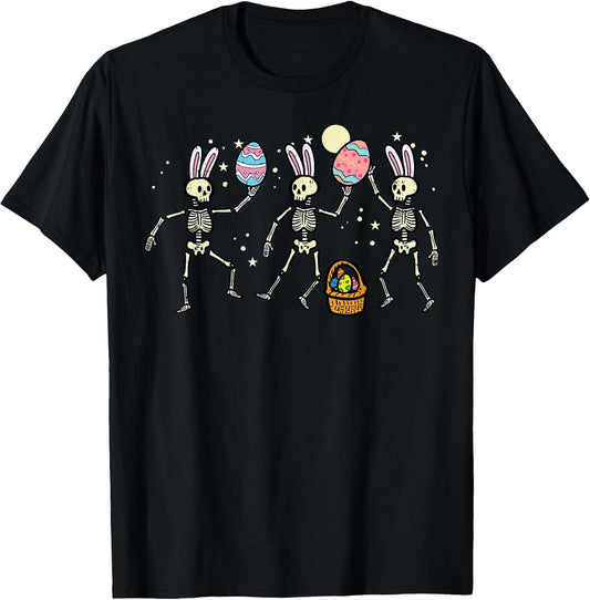 Easter Skeletons Dancing Eggs Funny Bones Men Women Kids T-Shirt