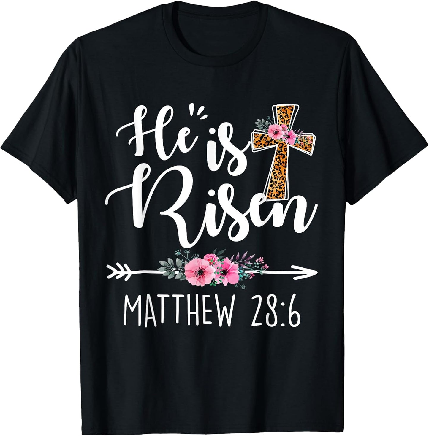 Happy Easter Day He is Risen Toddler Girls Women Floral T-Shirt