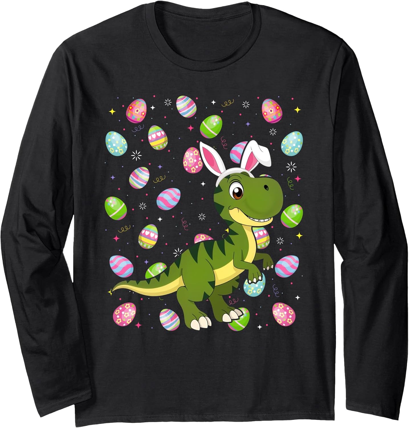 Dinosaur Happy Easter Egg Hunt Bunny Ear Dinosaur Easter Long Sleeve T-Shirt
