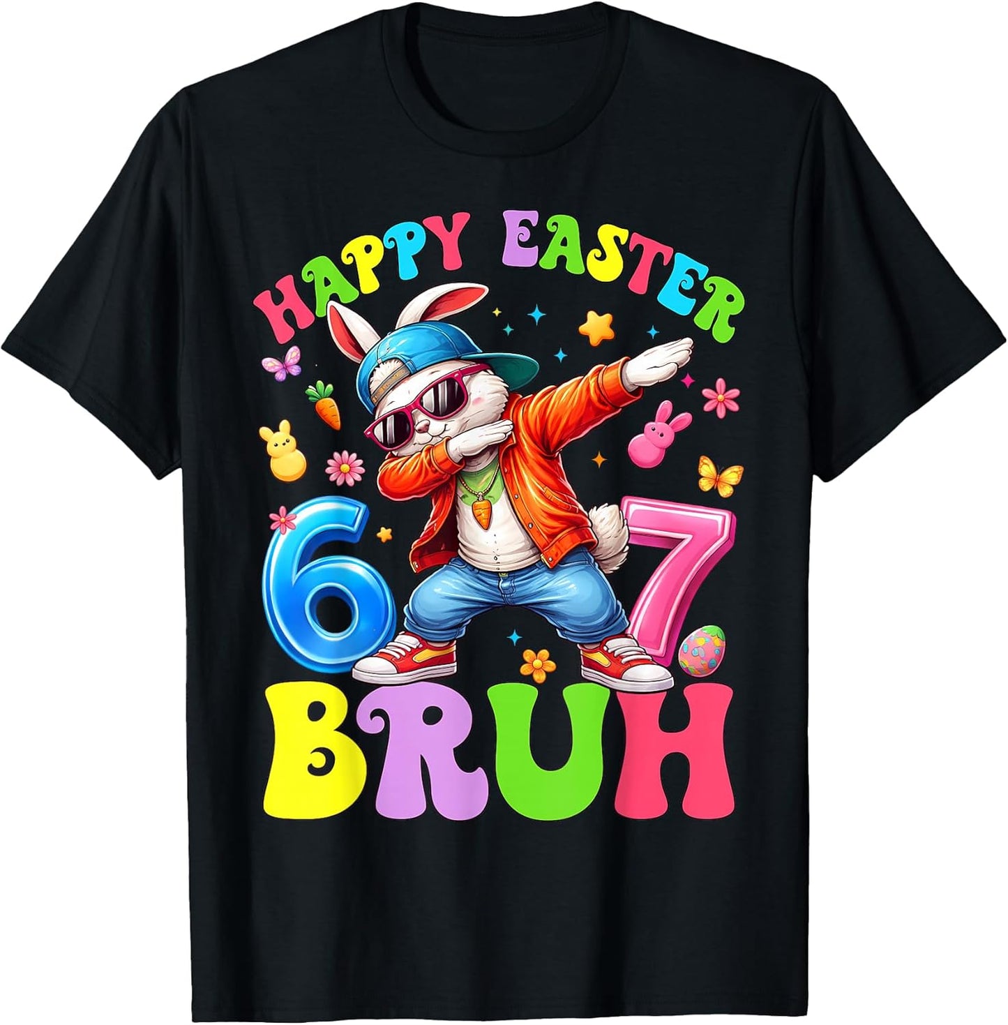 Kids Happy Easter 67 Meme Six Seven Dabbing Rabbit Boy Girl T-Shirt