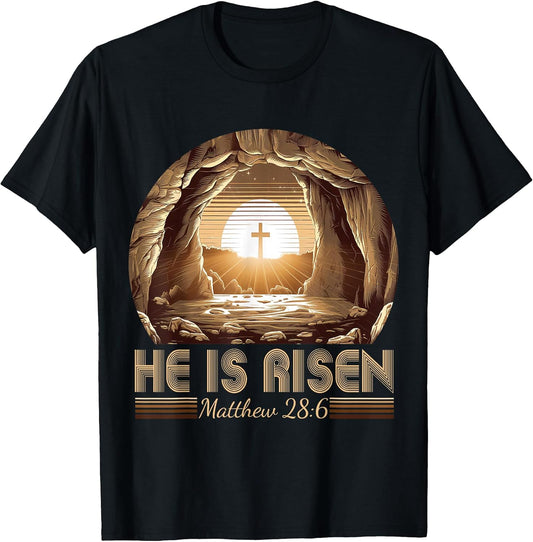 Easter Christian He is Risen Jesus Empty Tomb Men Women Kids T-Shirt