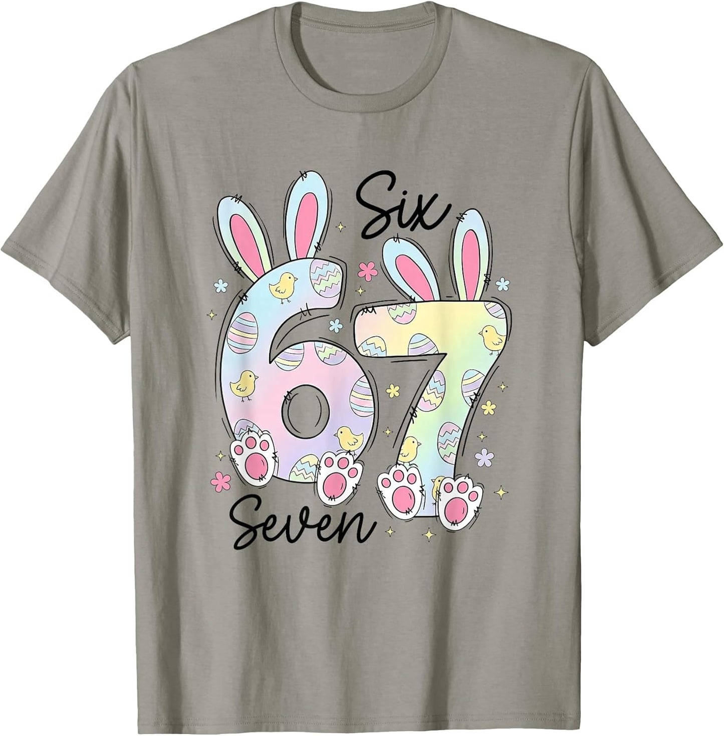 Six Seven 67 Easter Day Bunny-Ears Rabbit Lover Women Girls T-Shirt