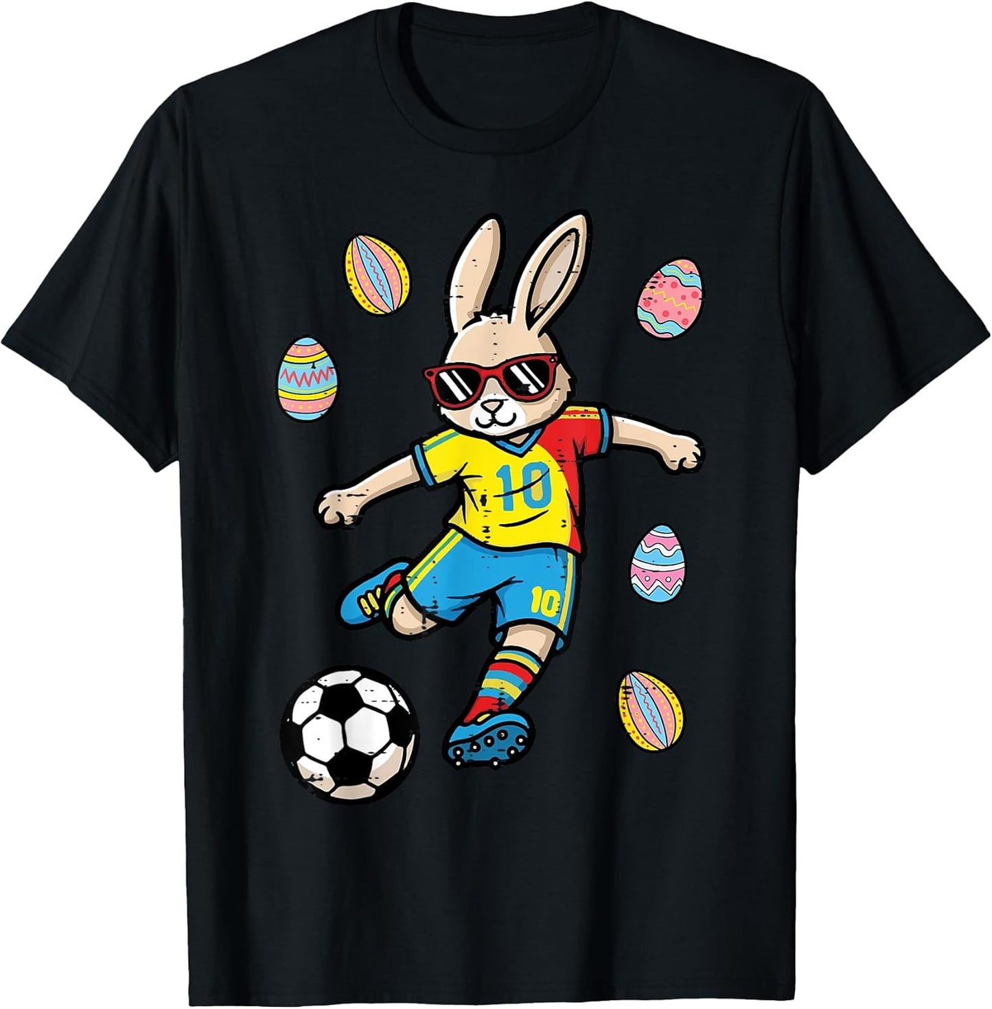 Easter Bunny Soccer Kick Rabbit Football Boys Kids Youth Men T-Shirt