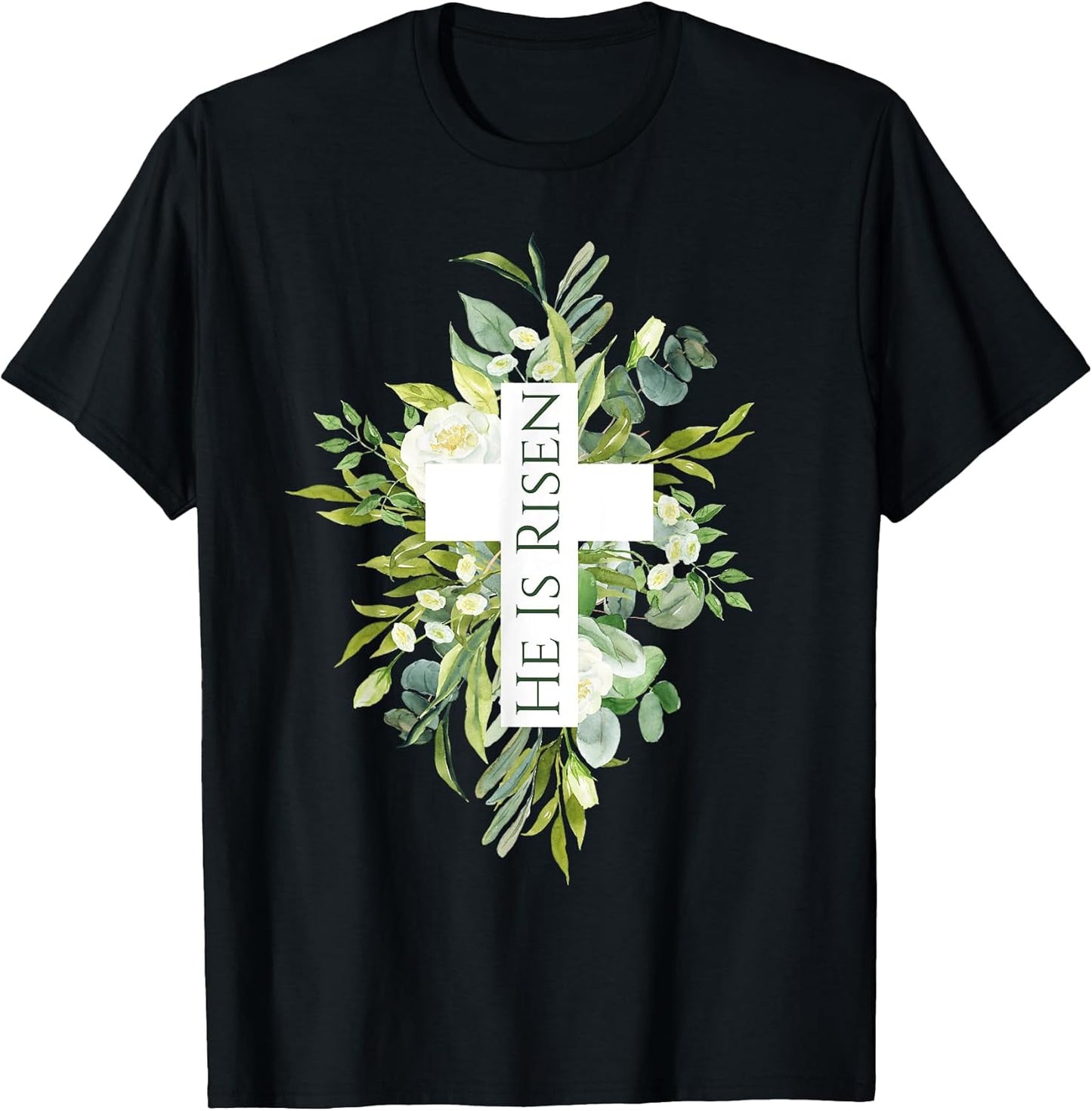 Happy Easter Shirt Floral He Is Risen Jesus Cross Spring T-Shirt