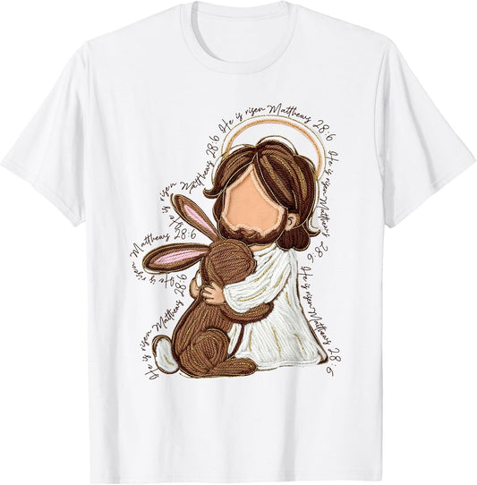 He is Risen Happy Easter Christian with Lamb Women Girls T-Shirt