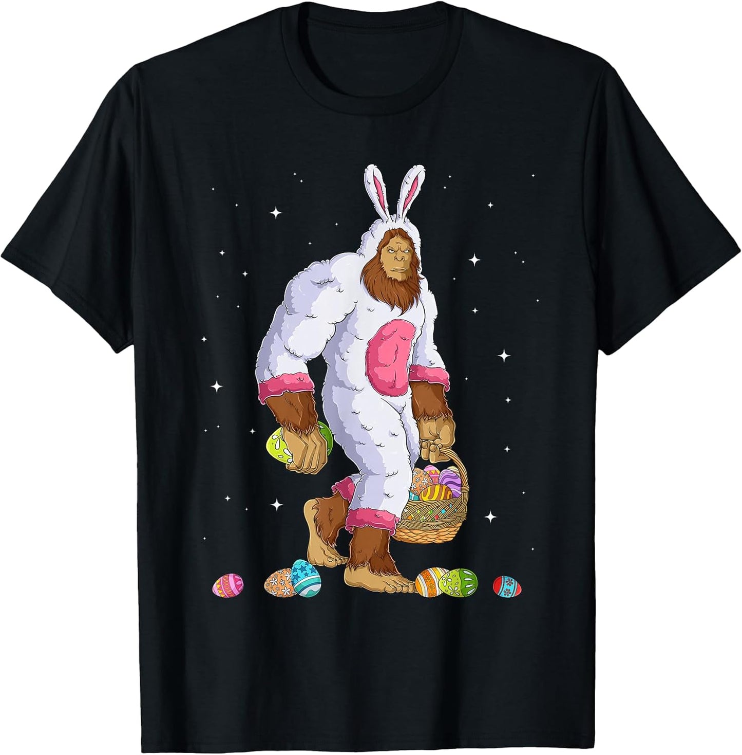 Funny Bigfoot Sasquatch Happy Easter Bunny Eggs T-Shirt
