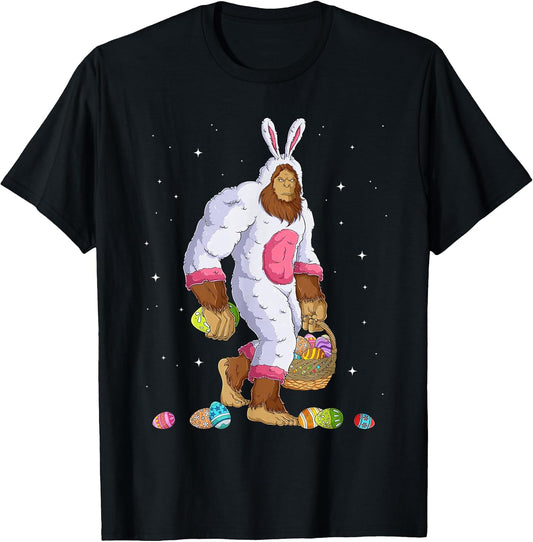 Funny Bigfoot Sasquatch Happy Easter Bunny Eggs T-Shirt