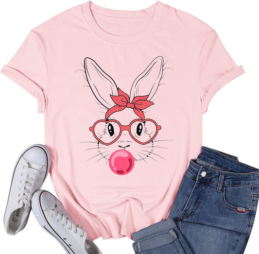 Women's Easter Shirt Happy Easter Bunny T-Shirt Rabbit Jesus Christian Egg Tee Tops